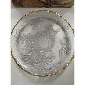 Florentine 14” Gold Rimmed Glass Platter Made in Italy